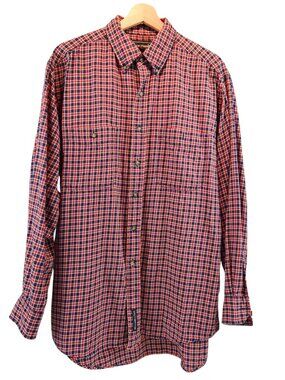 Abercrombie & Fitch Mens Shirt M Red Blue Plaid Long Sleeve Cotton Wool Outdoor